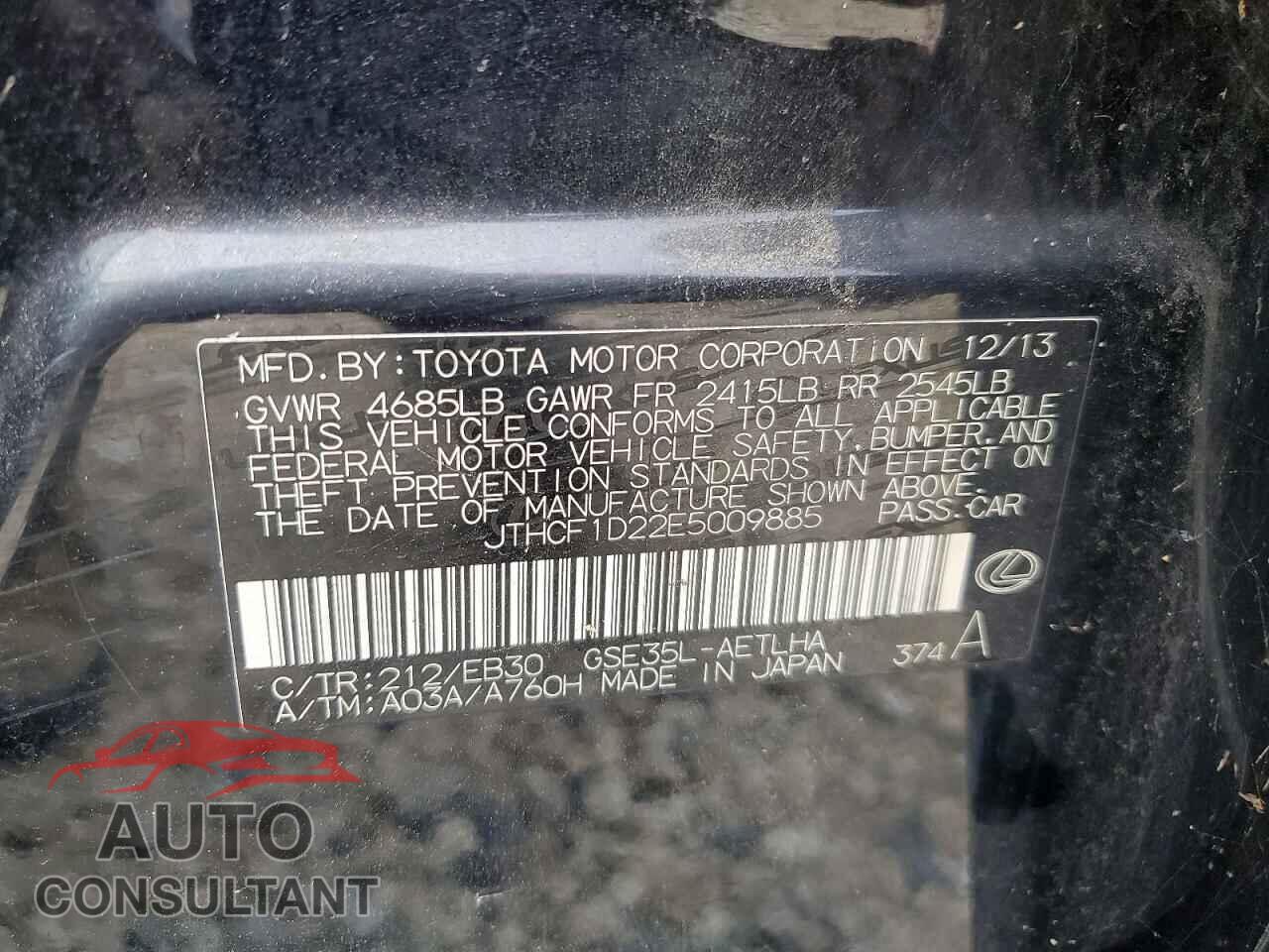 LEXUS IS 2014 - JTHCF1D22E5009885