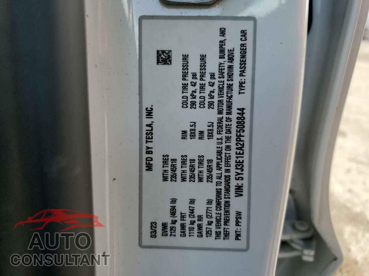 TESLA MODEL 3 2023 - 5YJ3E1EA2PF508844