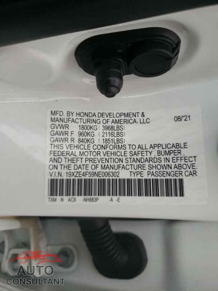 HONDA INSIGHT 2022 - 19XZE4F59NE006302