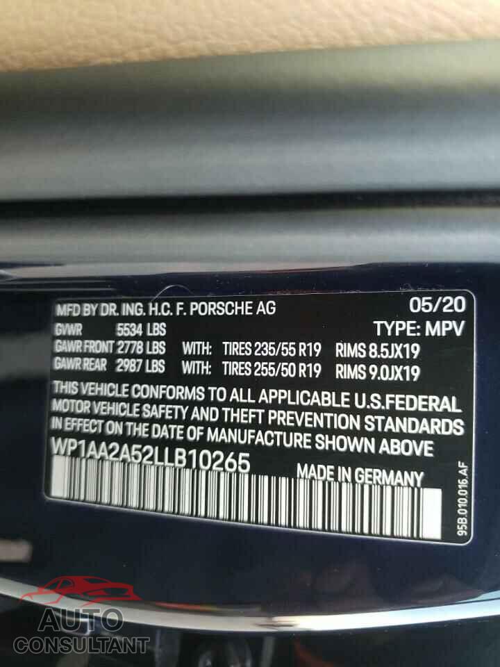 PORSCHE MACAN 2020 - WP1AA2A52LLB10265