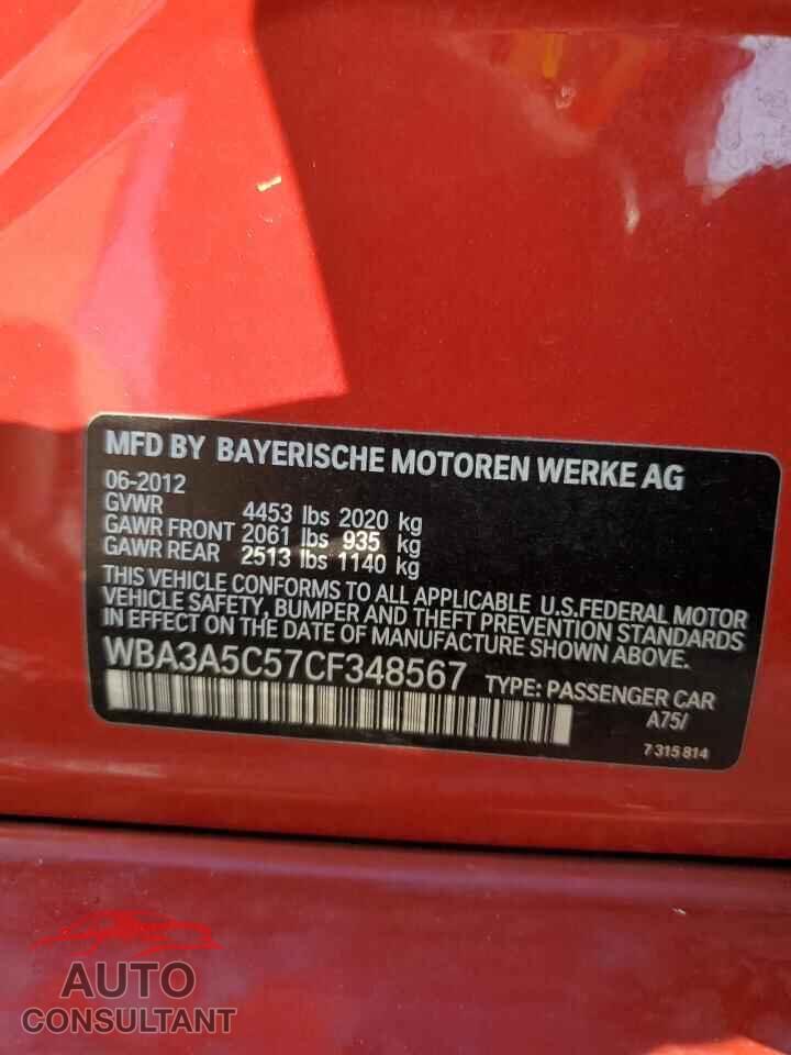 BMW 3 SERIES 2012 - WBA3A5C57CF348567