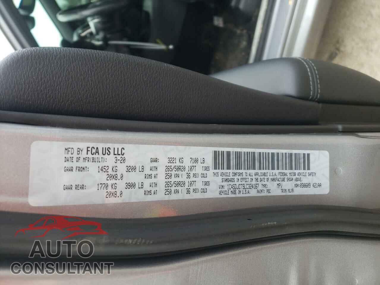 DODGE DURANGO 2020 - 1C4SDJCT5LC324167