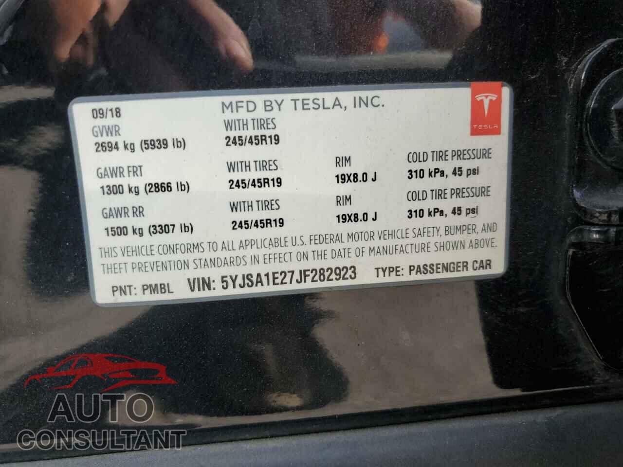 TESLA MODEL S 2018 - 5YJSA1E27JF282923