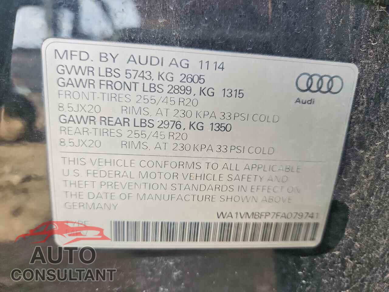 AUDI Q5 2015 - WA1VMBFP7FA079741