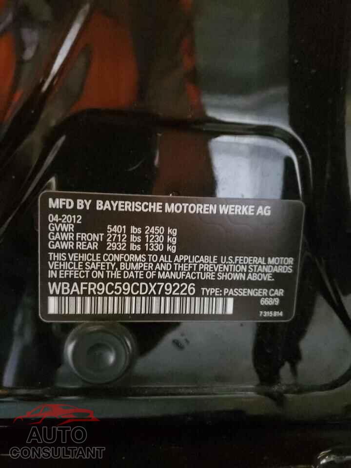 BMW 5 SERIES 2012 - WBAFR9C59CDX79226