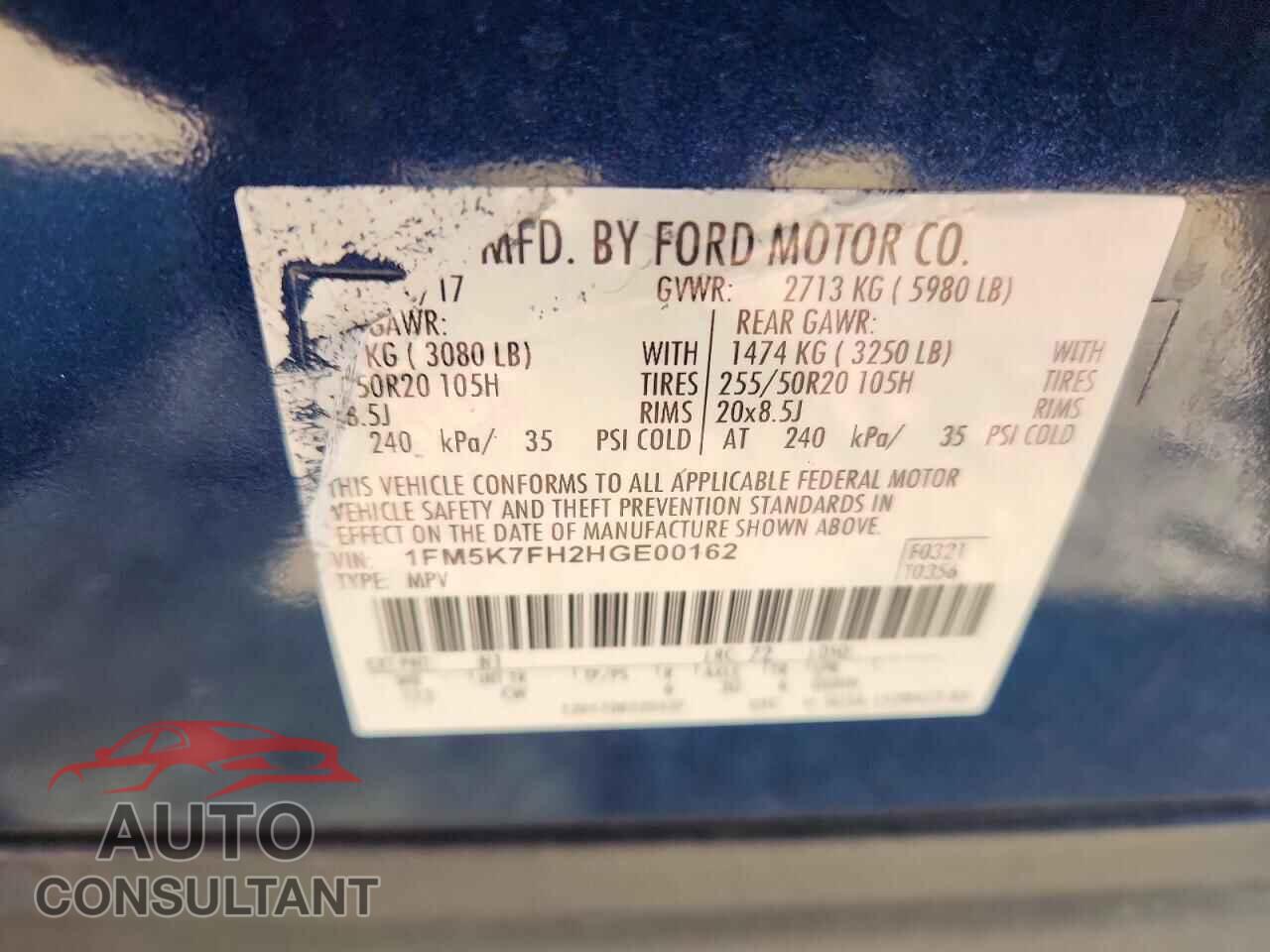 FORD EXPLORER 2017 - 1FM5K7FH2HGE00162