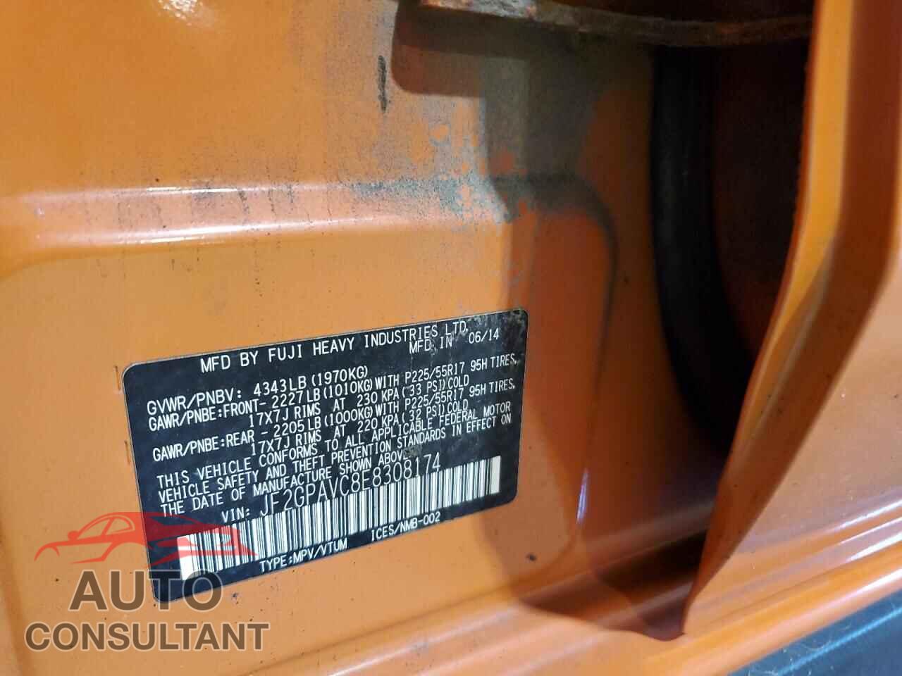 SUBARU XV 2014 - JF2GPAVC8E8308174