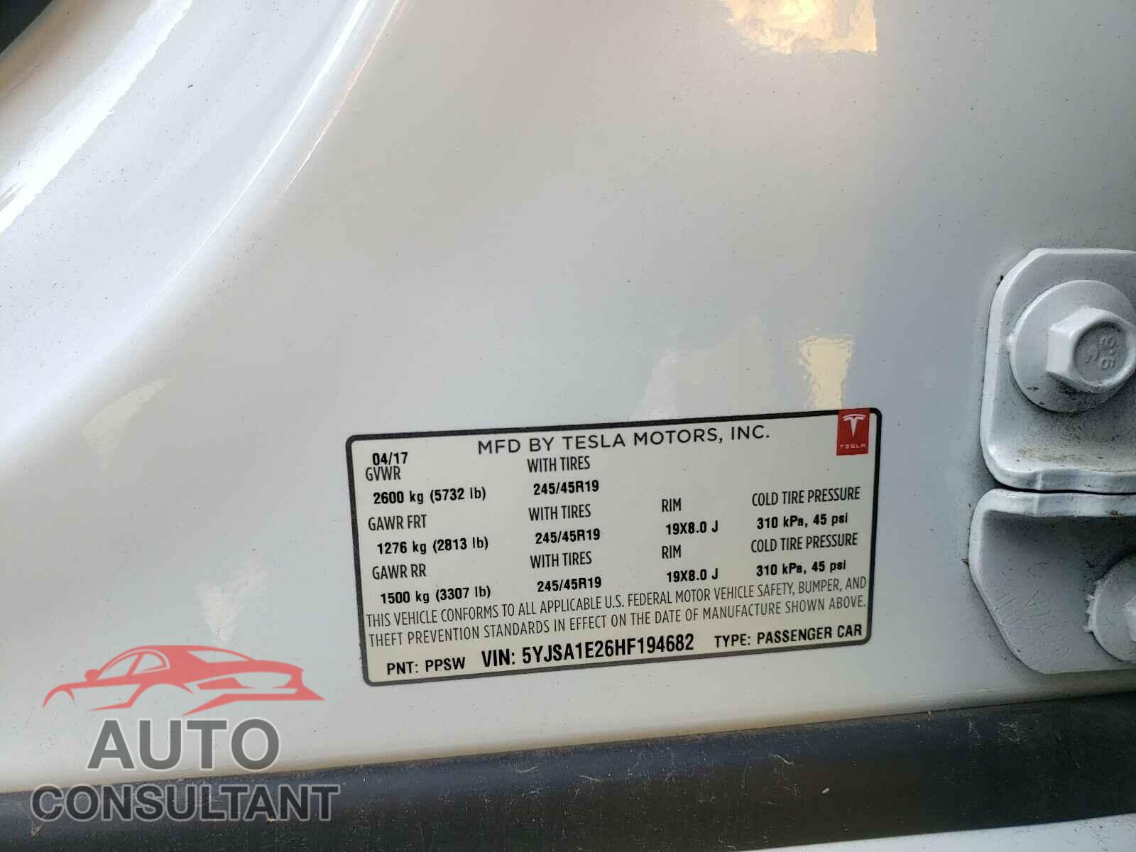 TESLA MODEL S 2017 - 5YJSA1E26HF194682