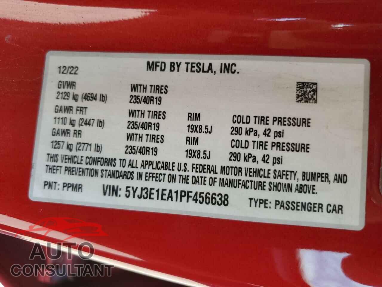 TESLA MODEL 3 2023 - 5YJ3E1EA1PF456638