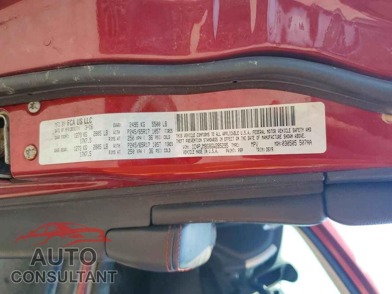 JEEP CHEROKEE 2016 - 1C4PJMBS8GW285295