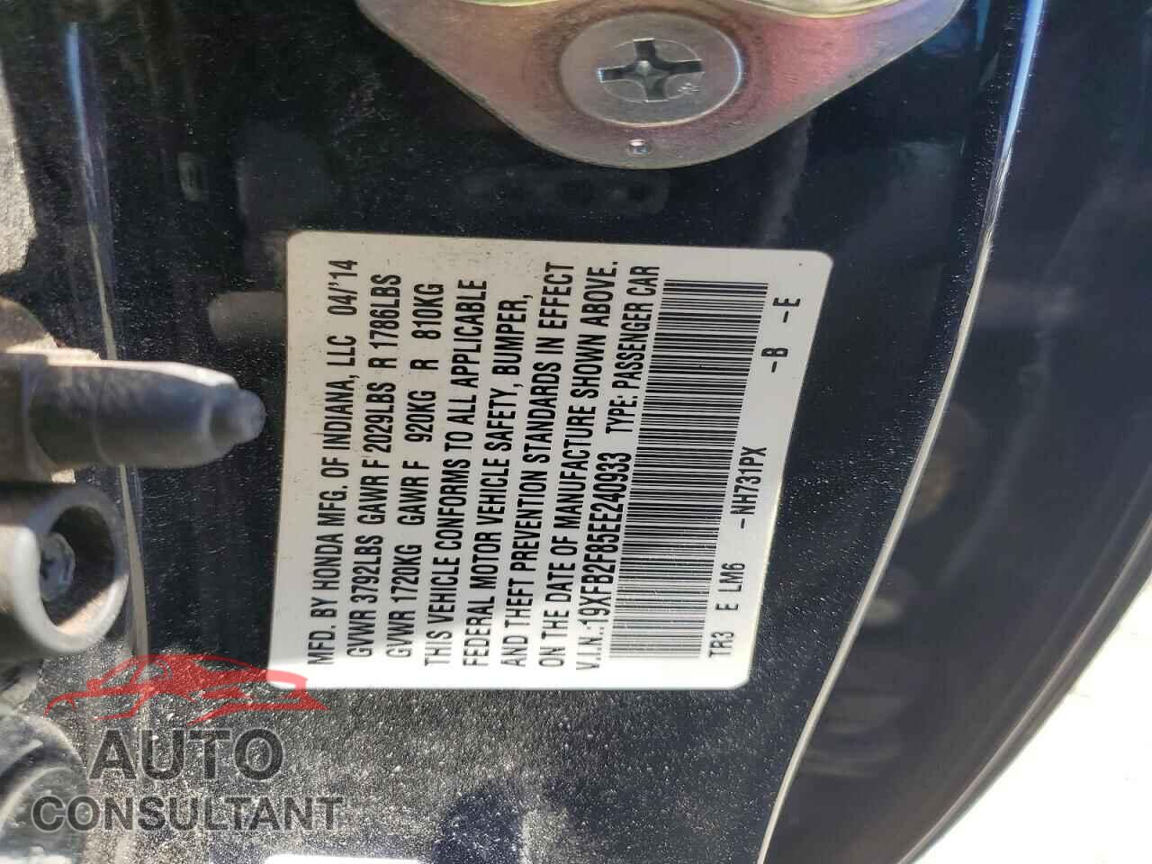 HONDA CIVIC 2014 - 19XFB2F85EE240933