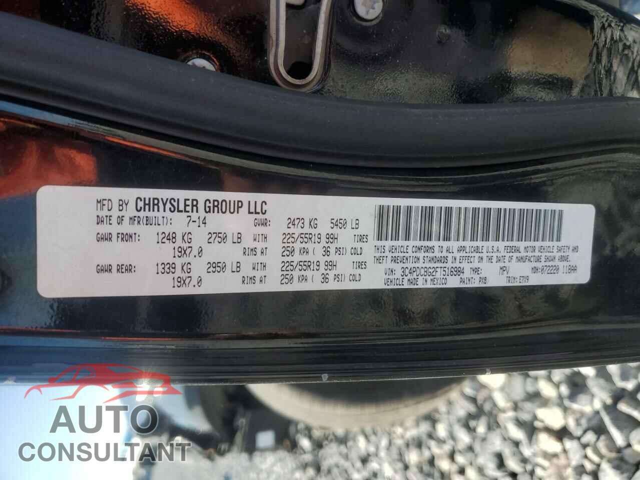 DODGE JOURNEY 2015 - 3C4PDCBG2FT516984
