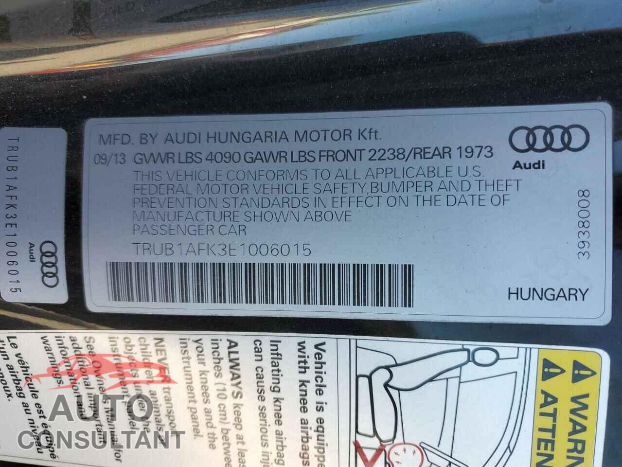 AUDI TTS 2014 - TRUB1AFK3E1006015