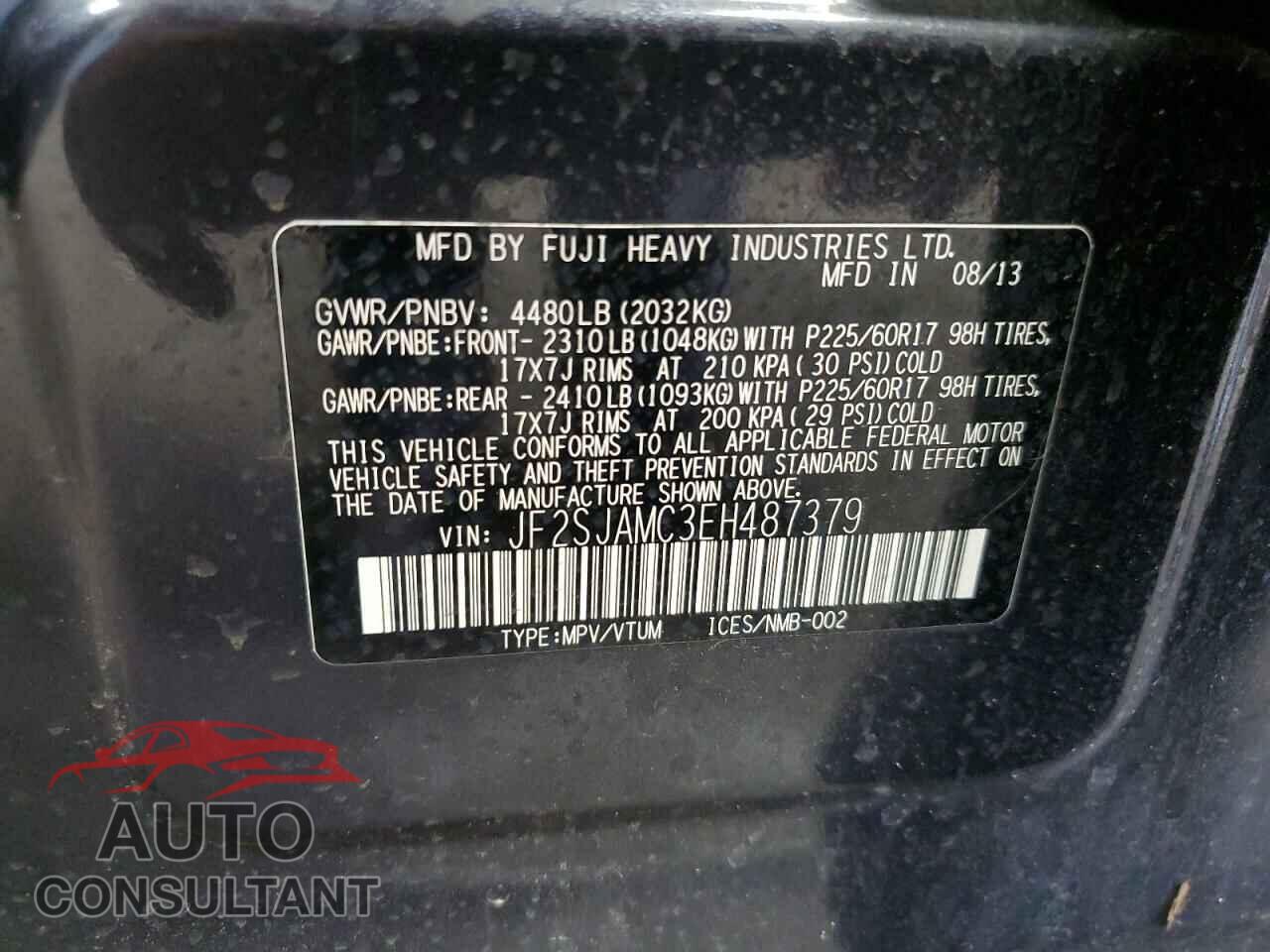 SUBARU FORESTER 2014 - JF2SJAMC3EH487379