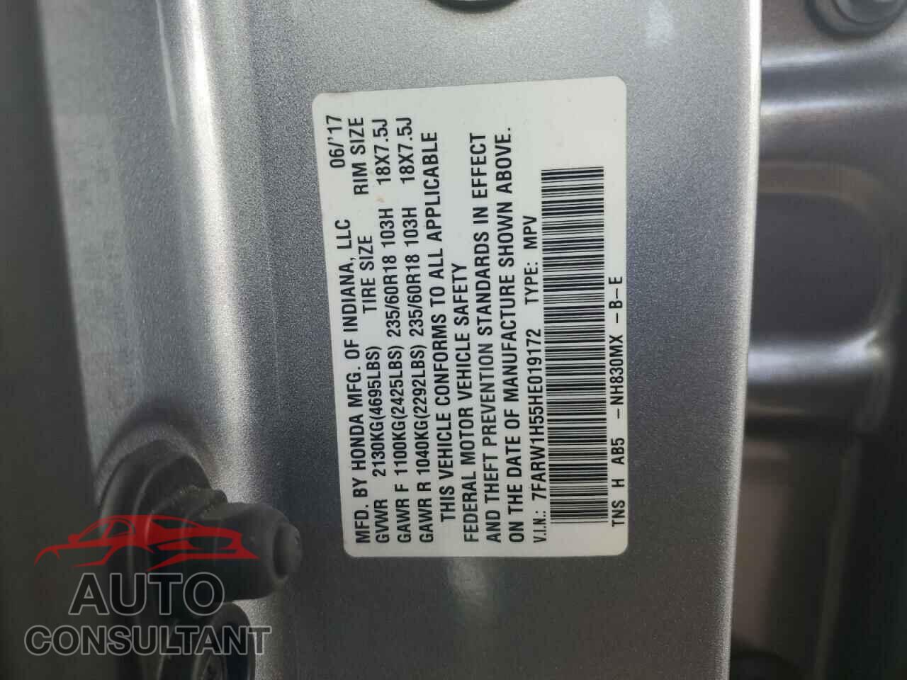 HONDA CRV 2017 - 7FARW1H55HE019172