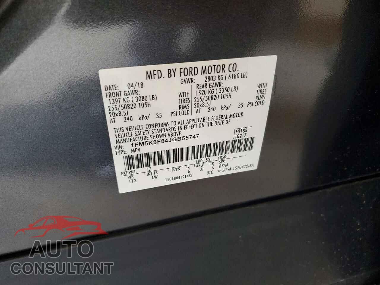 FORD EXPLORER 2018 - 1FM5K8F84JGB55747
