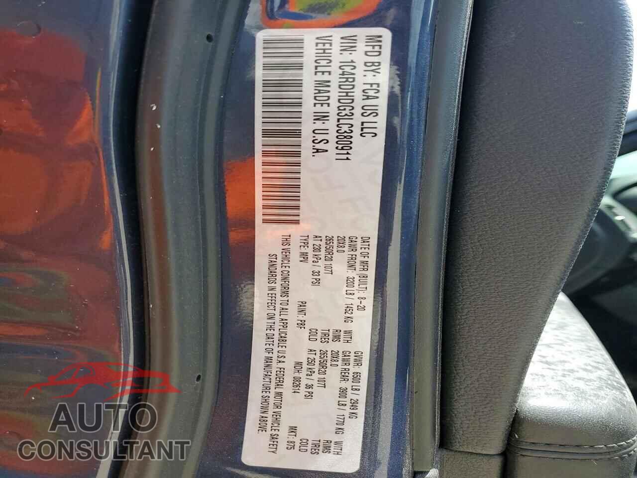 DODGE DURANGO 2020 - 1C4RDHDG3LC380911