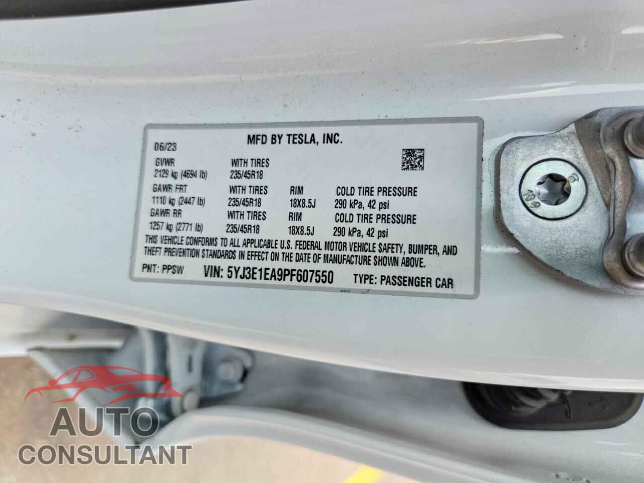 TESLA MODEL 3 2023 - 5YJ3E1EA9PF607550