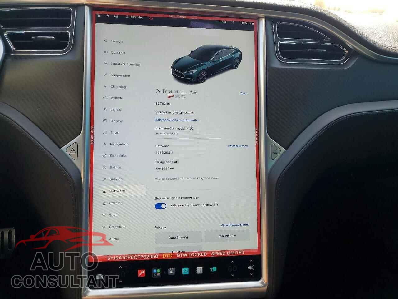 TESLA MODEL S 2012 - 5YJSA1CP6CFP02950
