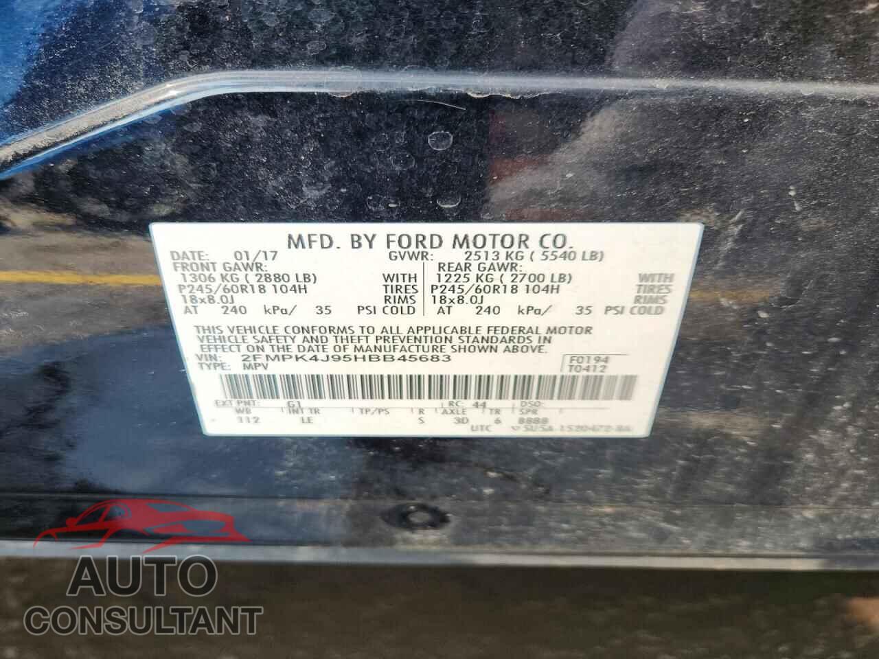 FORD EDGE 2017 - 2FMPK4J95HBB45683