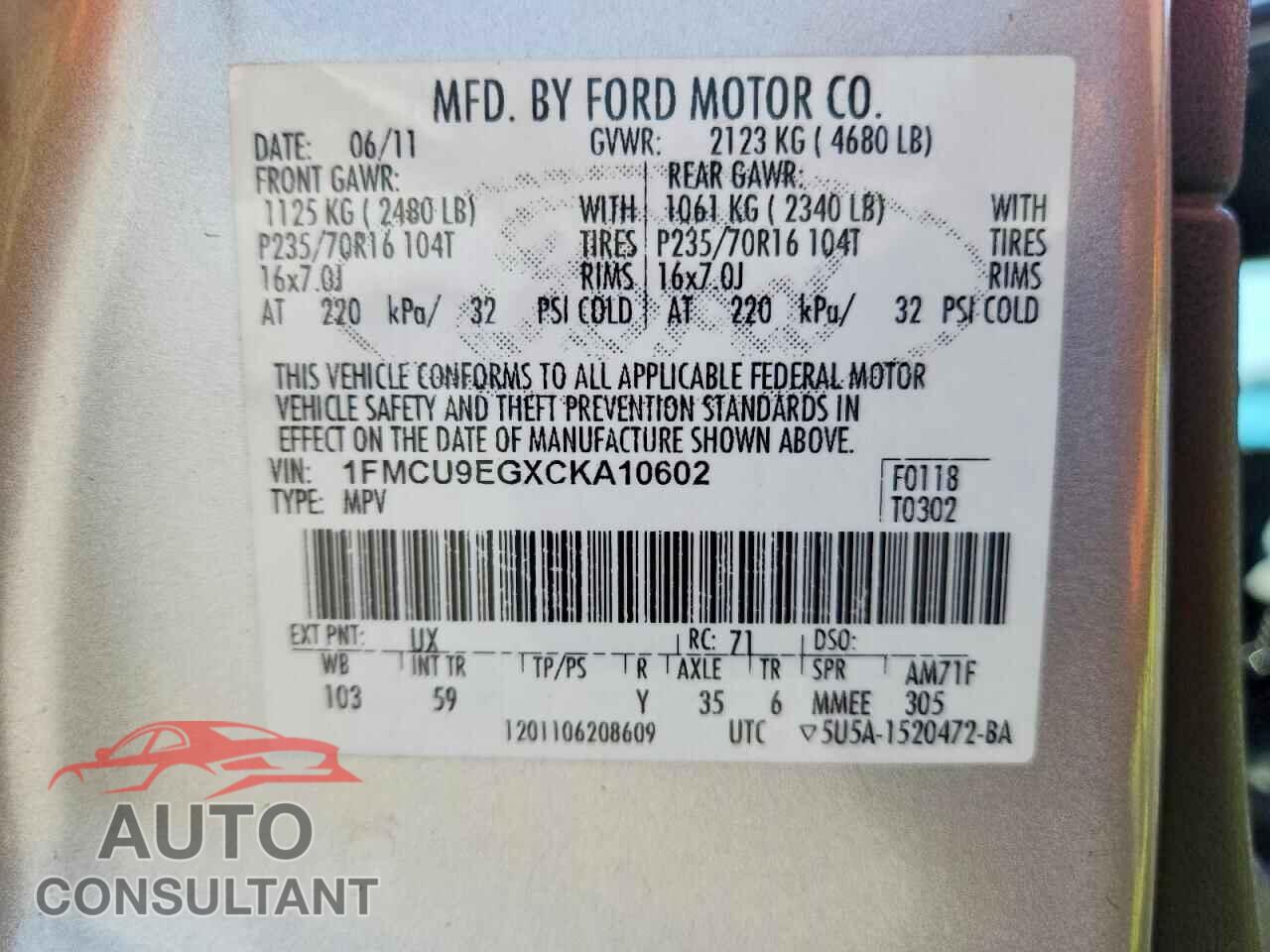 FORD ESCAPE 2012 - 1FMCU9EGXCKA10602