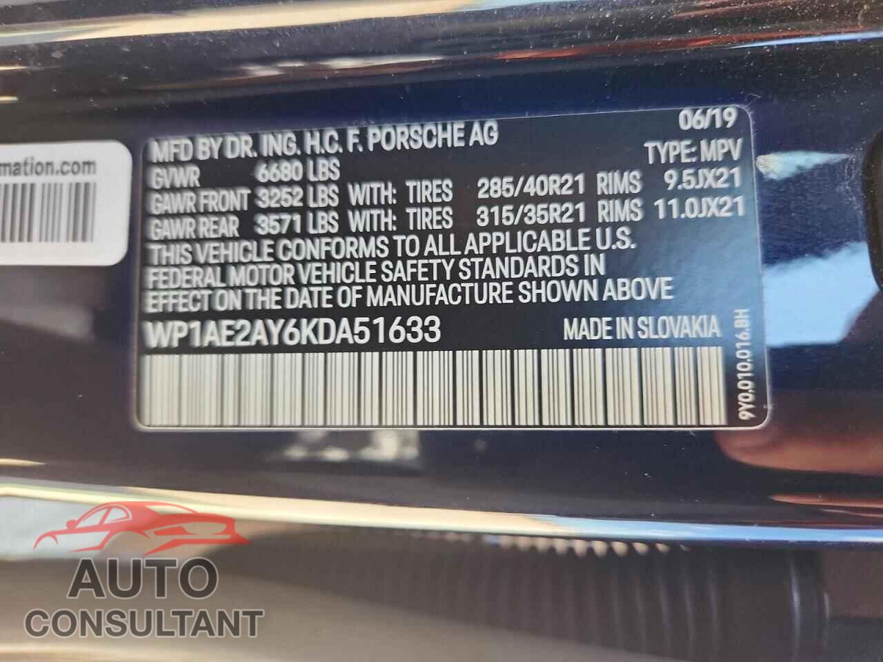 PORSCHE CAYENNE 2019 - WP1AE2AY6KDA51633