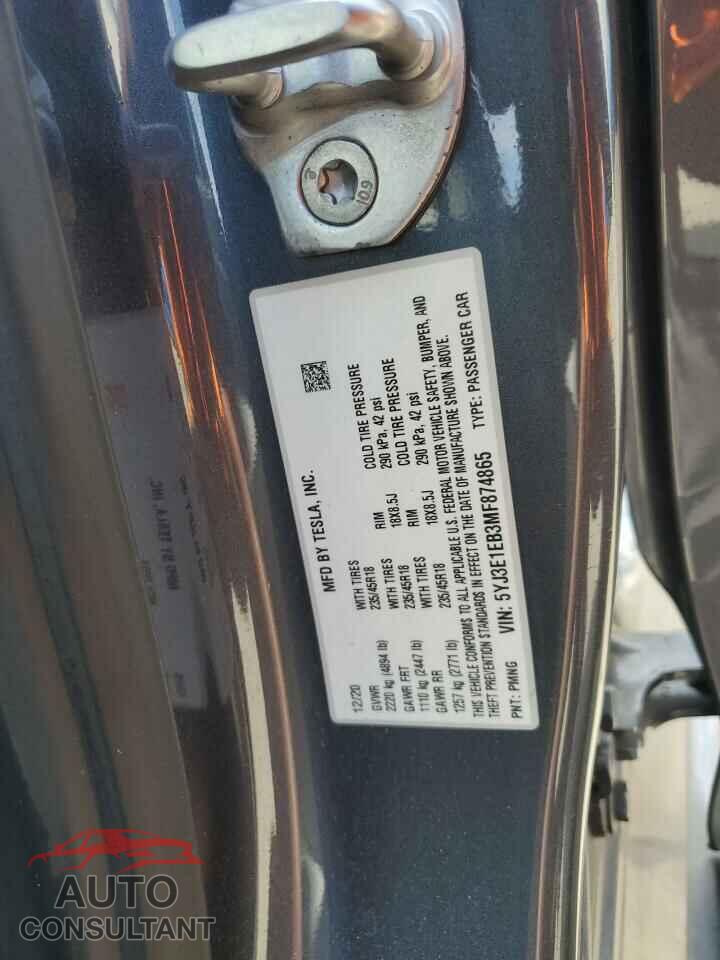 TESLA MODEL 3 2021 - 5YJ3E1EB3MF874865