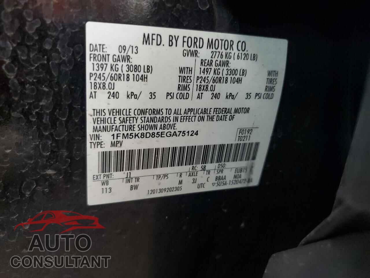 FORD EXPLORER 2014 - 1FM5K8D85EGA75124