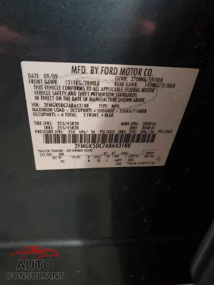 FORD FLEX 2010 - 2FMGK5DC7ABA43188