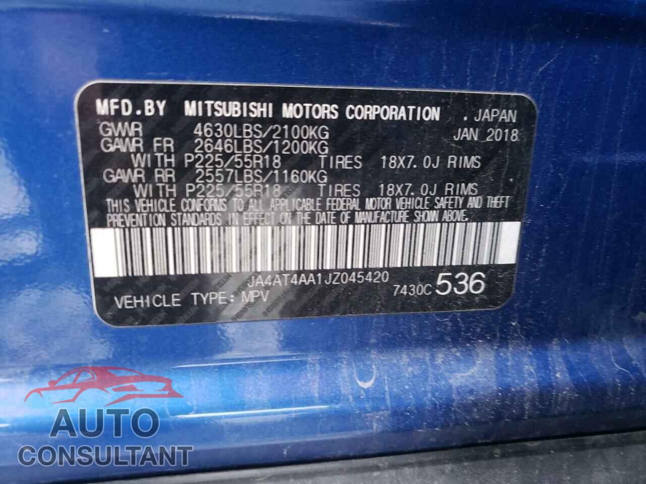 MITSUBISHI ECLIPSE 2018 - JA4AT4AA1JZ045420