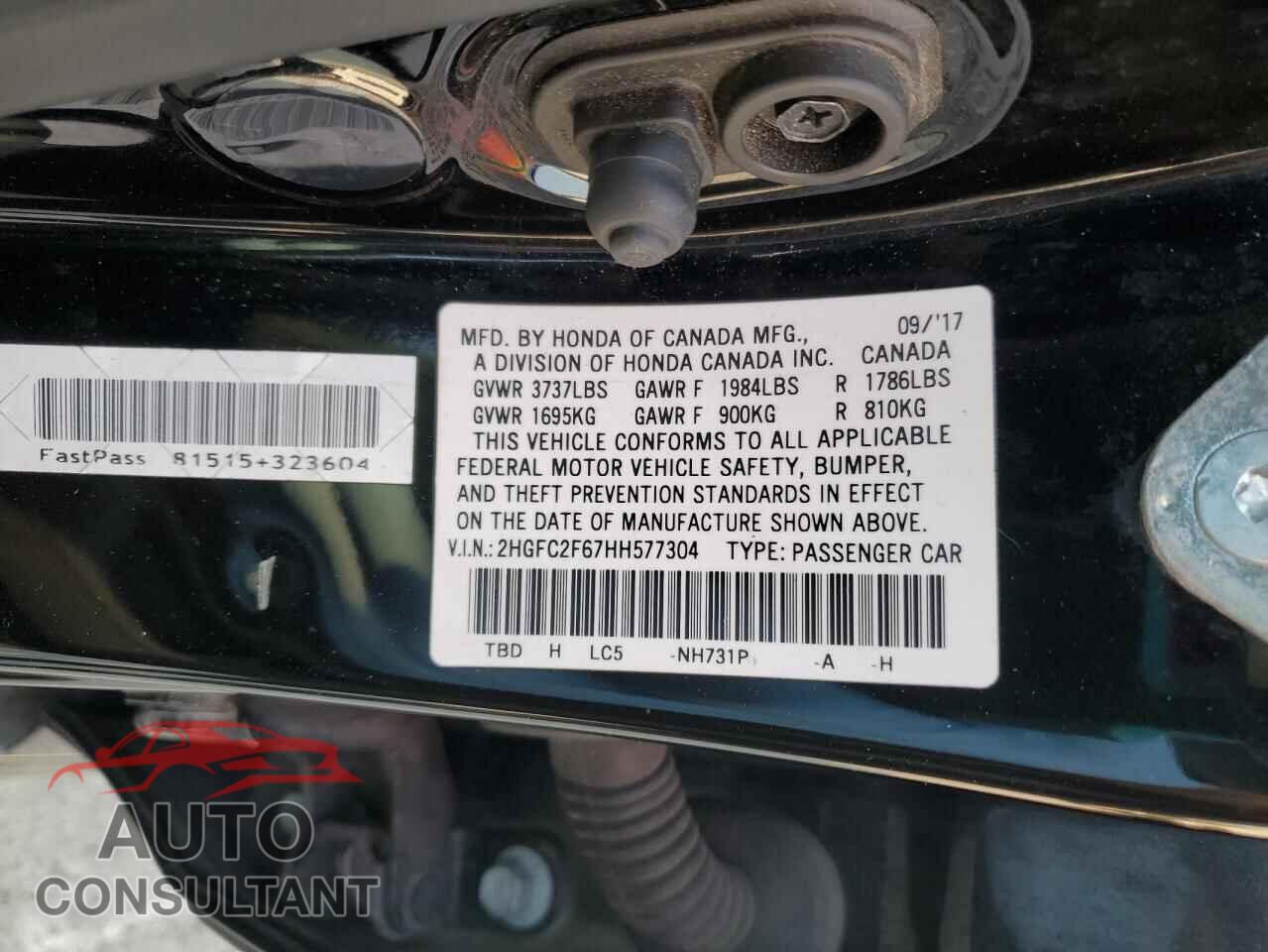 HONDA CIVIC 2017 - 2HGFC2F67HH577304