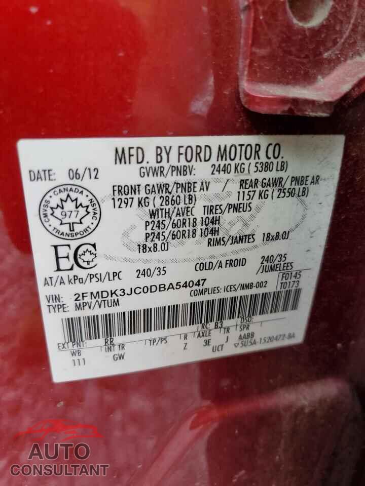 FORD EDGE 2013 - 2FMDK3JC0DBA54047