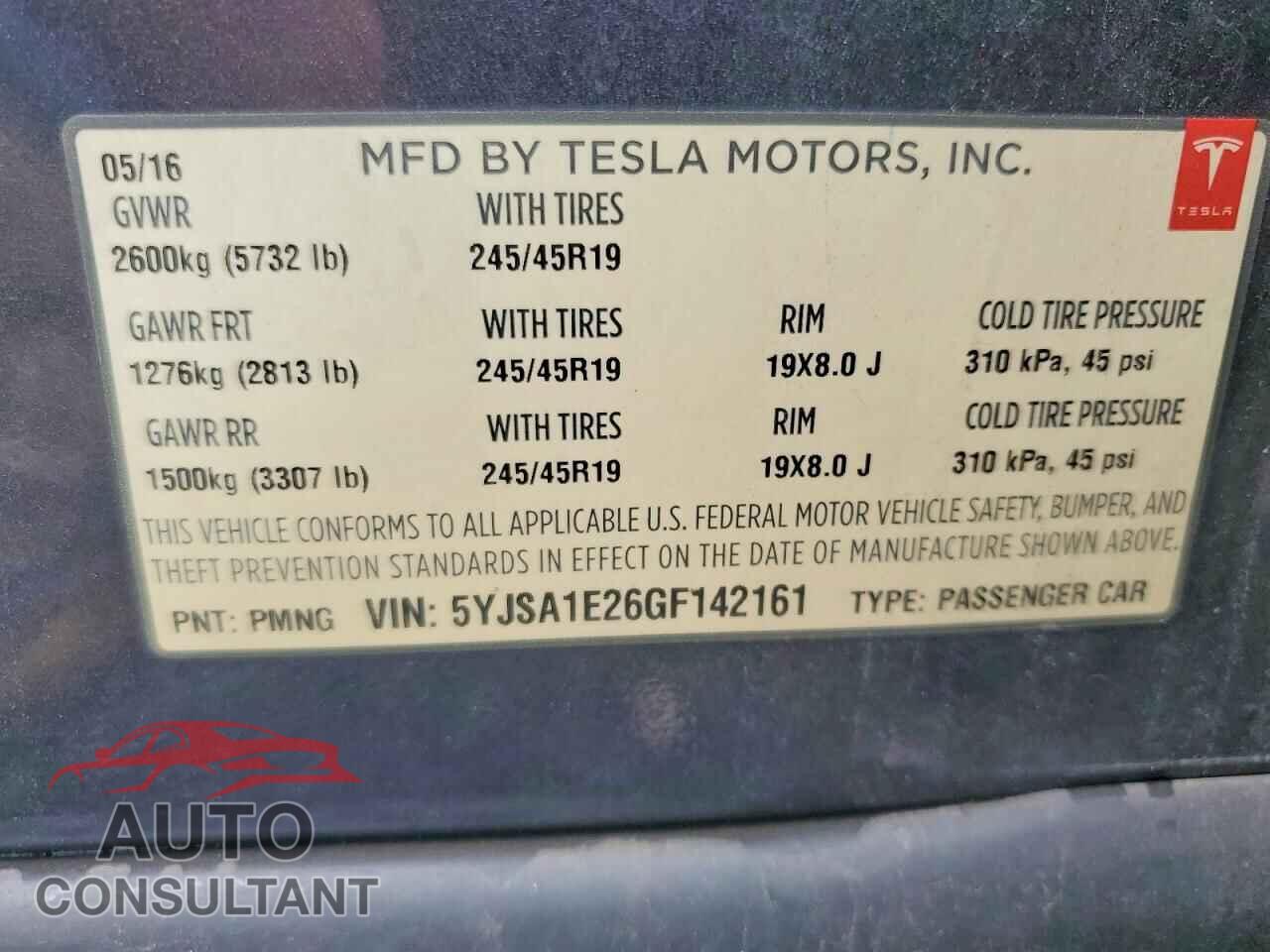 TESLA MODEL S 2016 - 5YJSA1E26GF142161