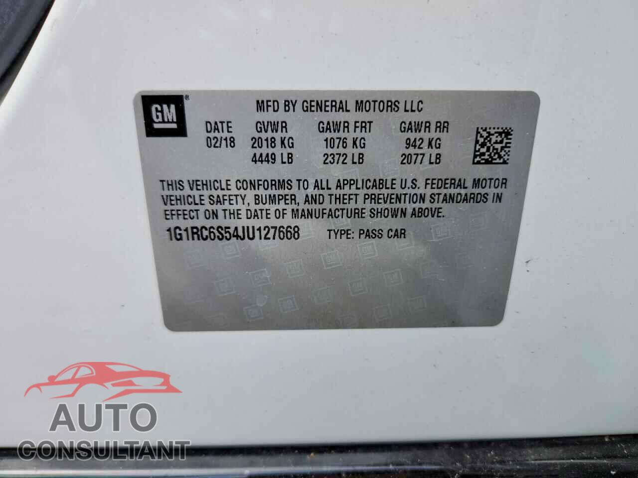 CHEVROLET VOLT 2018 - 1G1RC6S54JU127668