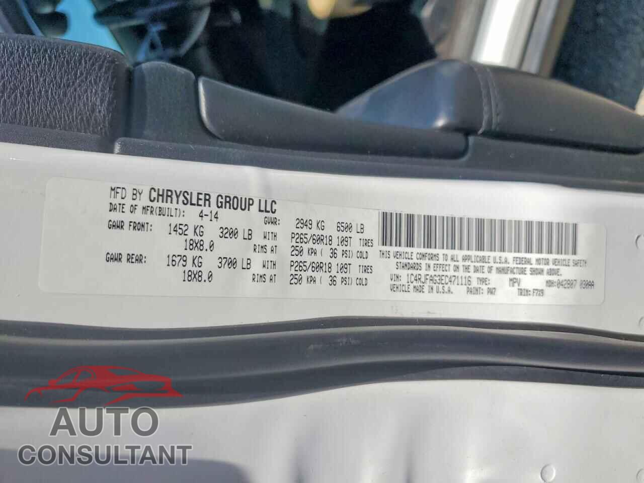 JEEP CHEROKEE 2014 - 1C4RJFAG3EC471116