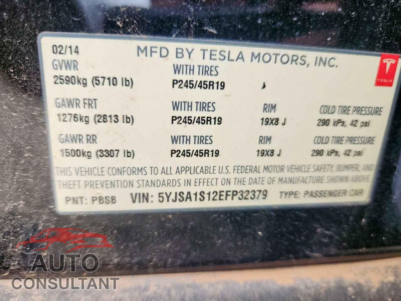 TESLA MODEL S 2014 - 5YJSA1S12EFP32379