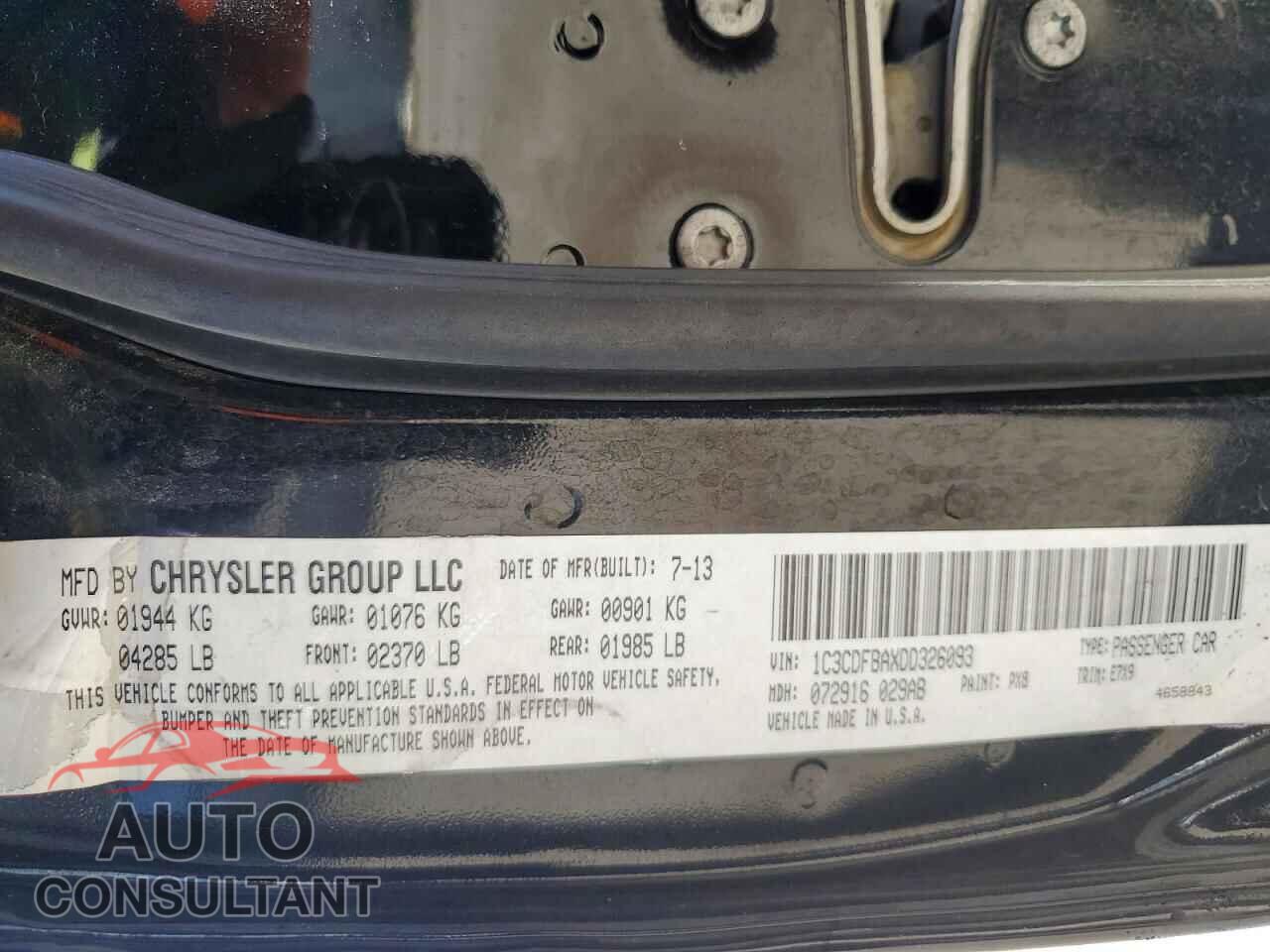 DODGE DART 2013 - 1C3CDFBAXDD326093