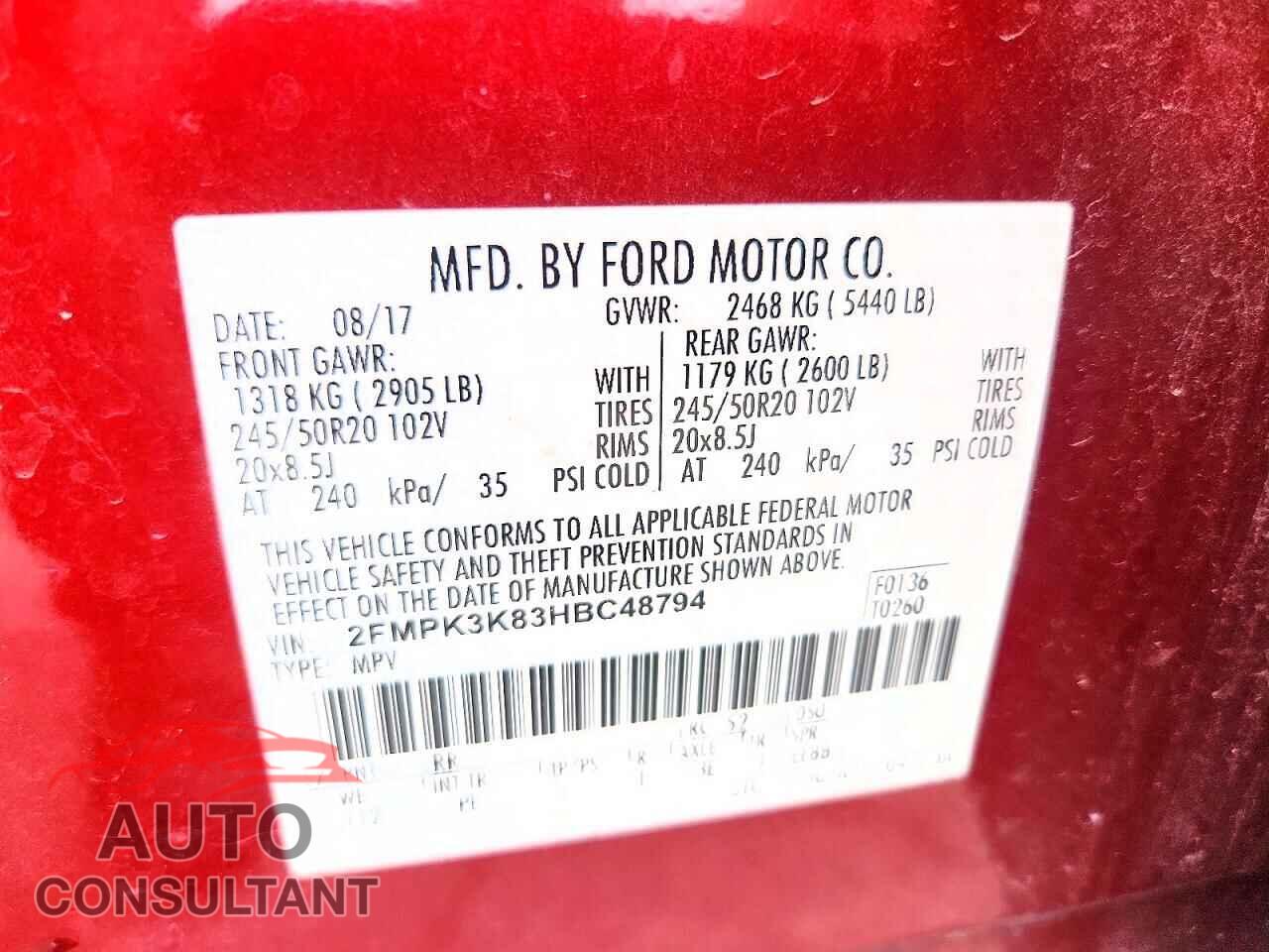 FORD EDGE 2017 - 2FMPK3K83HBC48794