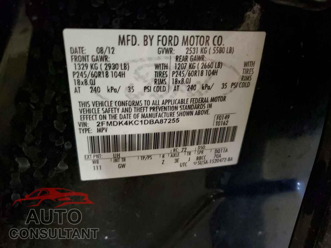 FORD EDGE 2013 - 2FMDK4KC1DBA87255