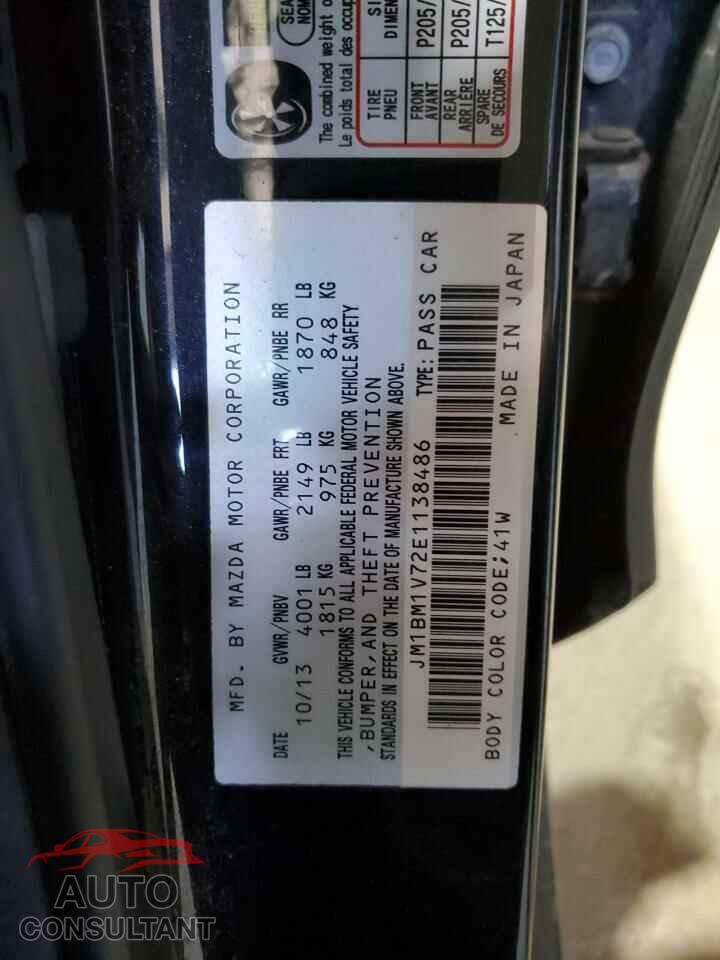 MAZDA 3 2014 - JM1BM1V72E1138486