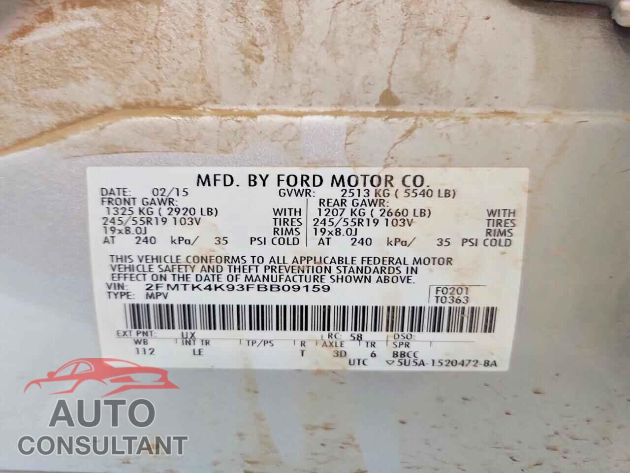FORD EDGE 2015 - 2FMTK4K93FBB09159