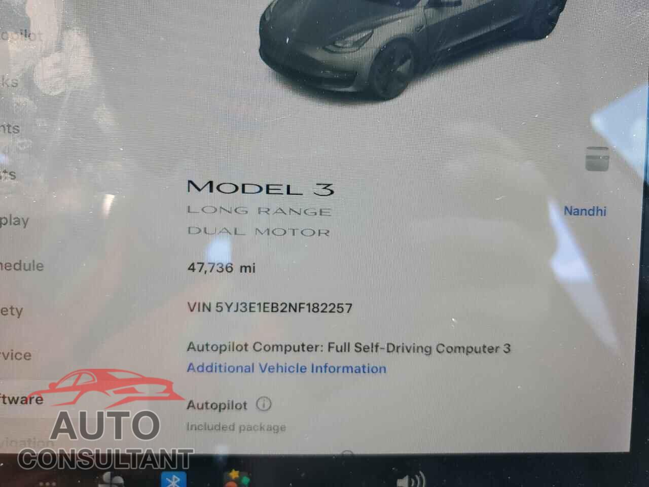 TESLA MODEL 3 2022 - 5YJ3E1EB2NF182257