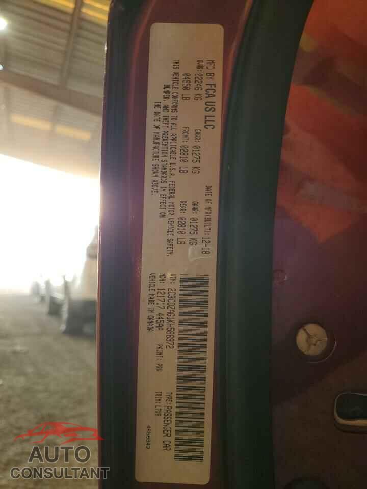 DODGE CHALLENGER 2019 - 2C3CDZAG1KH586972