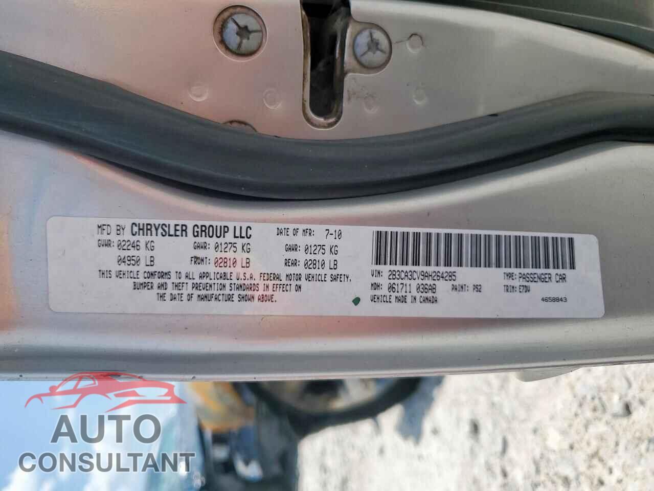 DODGE CHARGER 2010 - 2B3CA3CV9AH264285