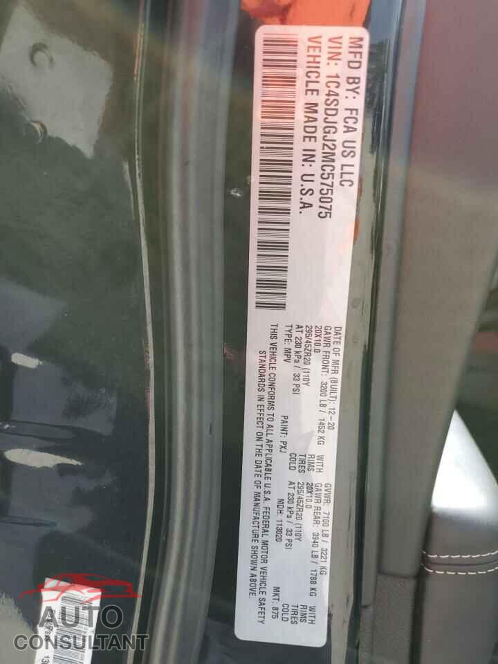 DODGE DURANGO 2021 - 1C4SDJGJ2MC575075