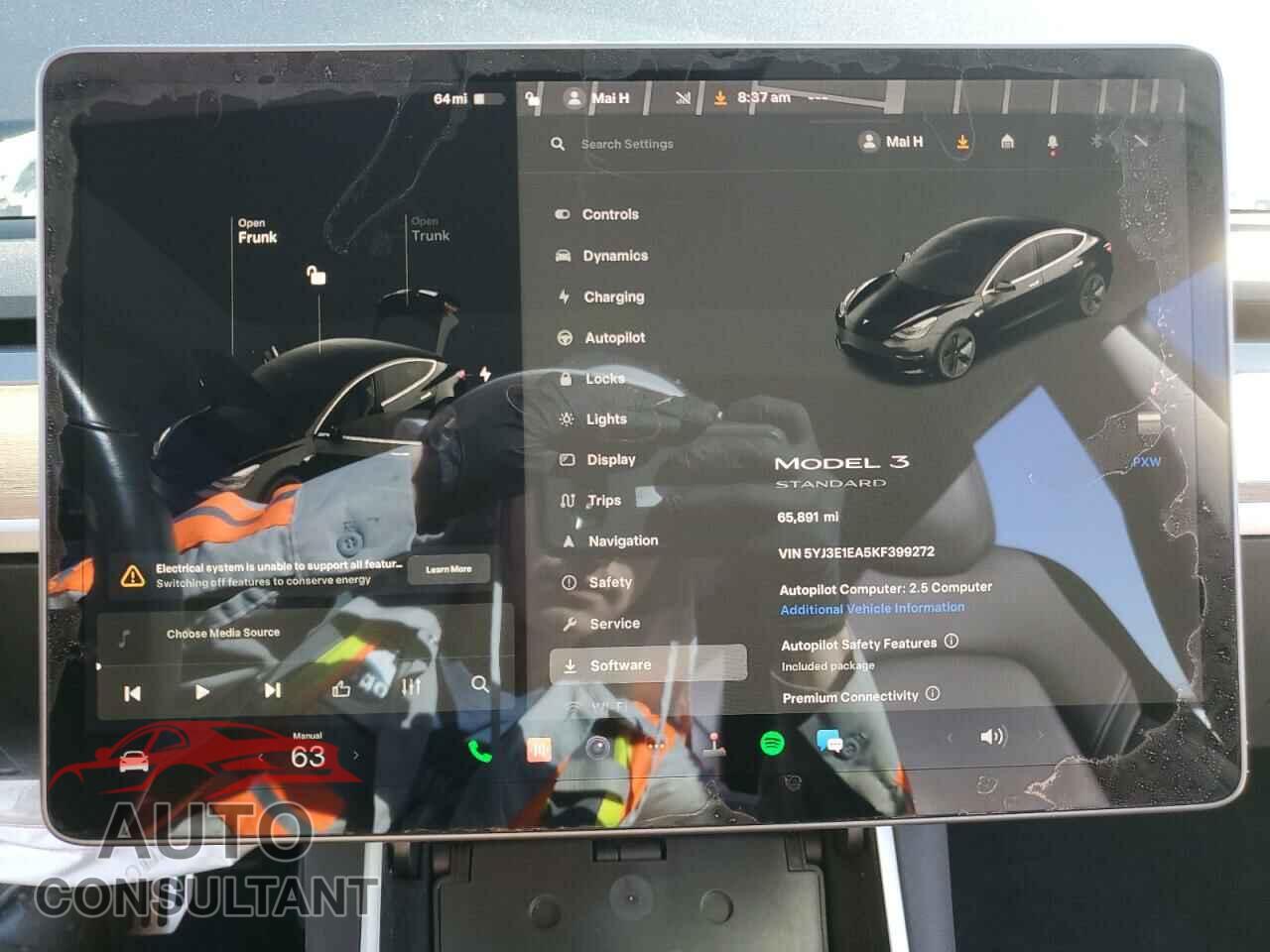 TESLA MODEL 3 2019 - 5YJ3E1EA5KF399272