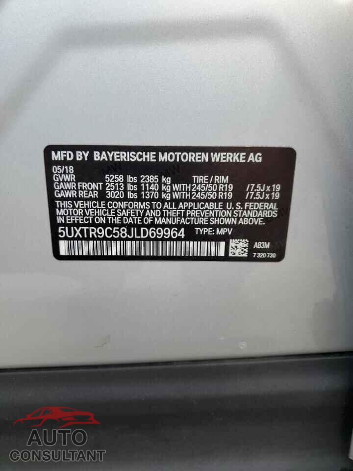BMW X3 2018 - 5UXTR9C58JLD69964