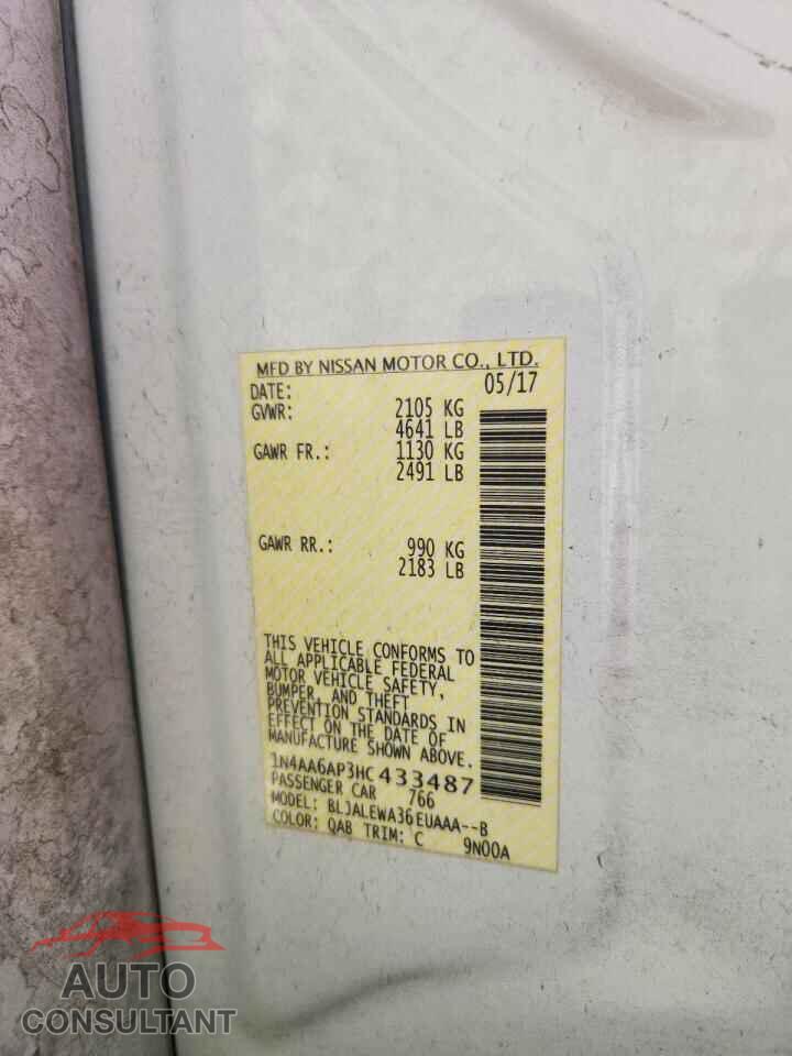 NISSAN MAXIMA 2017 - 1N4AA6AP3HC433487