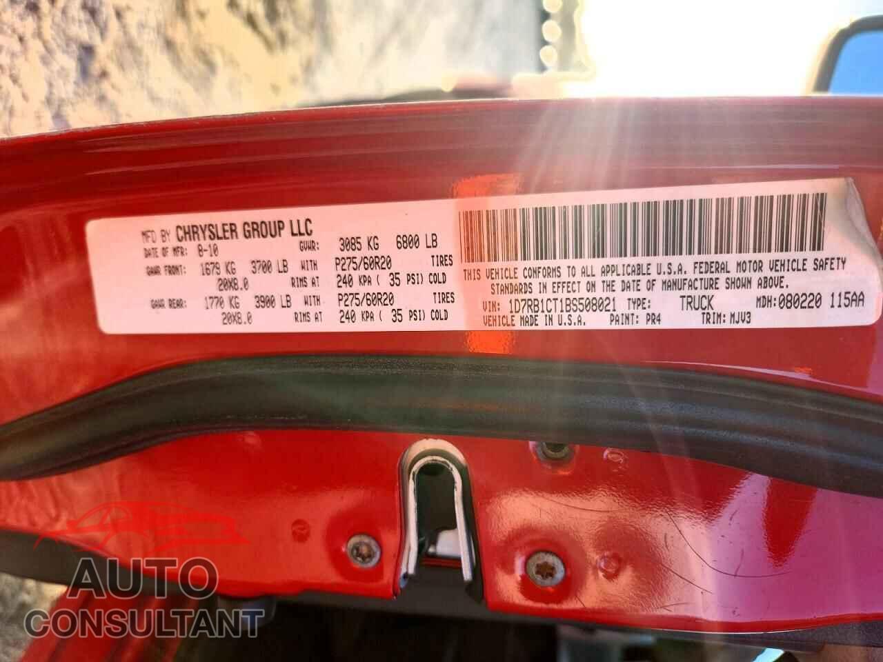 DODGE RAM 1500 2011 - 1D7RB1CT1BS508021