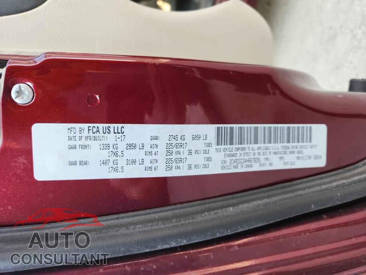 DODGE CARAVAN 2017 - 2C4RDGCG4HR678281